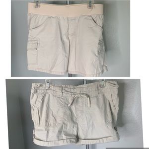 Lot of 2 Motherhood Maternity Women's Tan Shorts Size Small